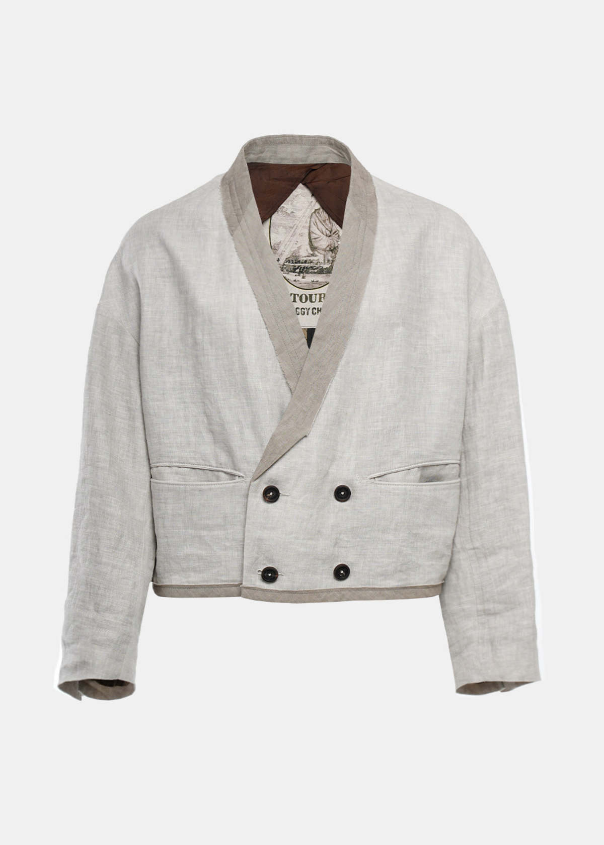 Ziggy Chen Double Breasted Kimono Jacket - Smoke White | Garmentory