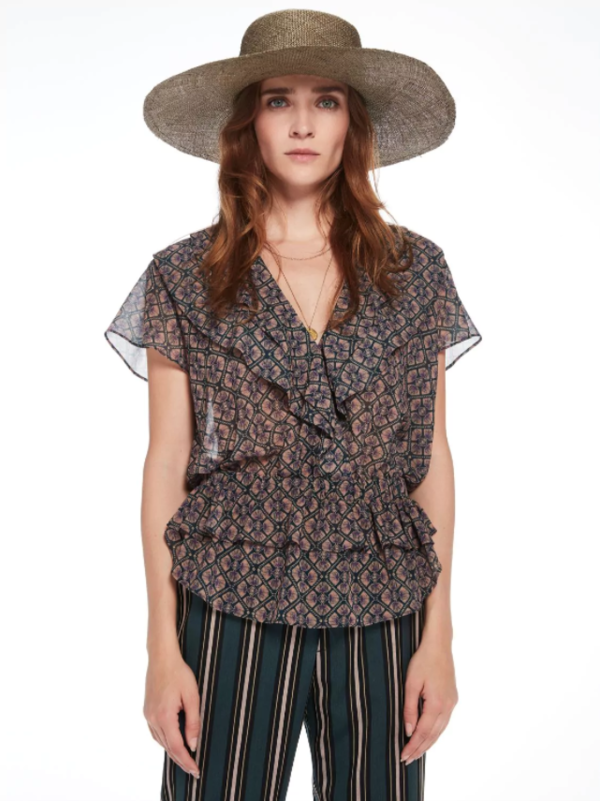 Maison Scotch Voile Ruffle Sheer Top Maison Scotch Voile Ruffle Sheer Top