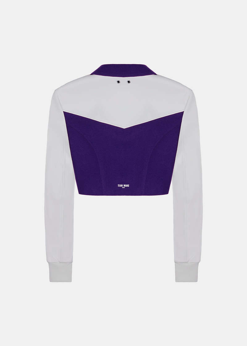 Team Wang Flat-Collar Zip-Up Cropped Jacket - Purple