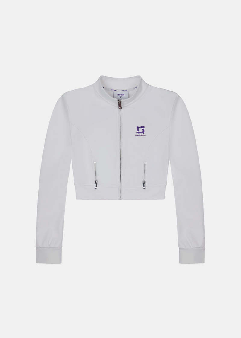 Team Wang Zip-up Cropped Jacket - White Team Wang Zip-up Cropped Jacket - White