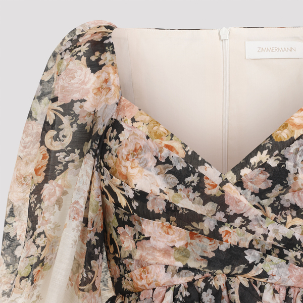 Zimmermann Illustration Draped Mini Dress - Multicolour