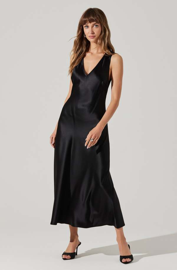 knee length dresses for ladies Jelyn Satin Midi Dress