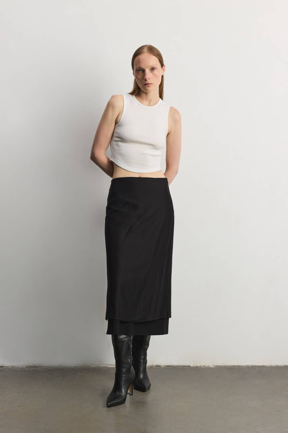 ★LOW CLASSIC★ SHEER LAYERED SKIRT BLACK LC243SK01BK LOW CLASSIC