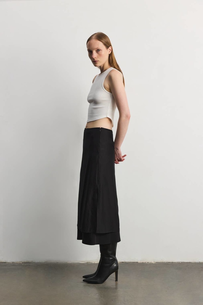 Black Sheer Layered Midi Skirt | Garmentory