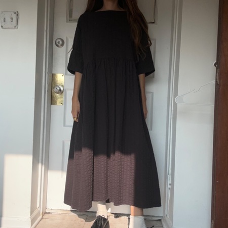 Black Crane Long Bud Dress Sumi Black Garmentory