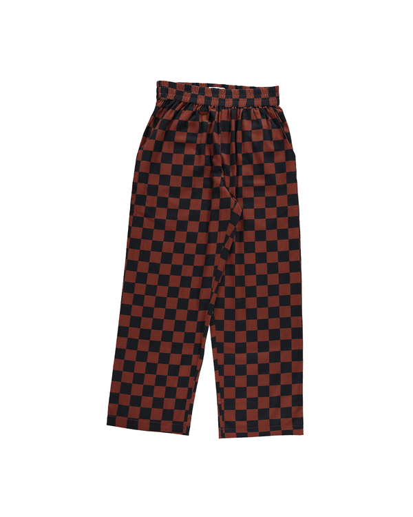 DUSHYANT. Hand Printed Seema Pants - Chocolate/Black Chessboard