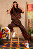 DUSHYANT. Hand Printed Seema Pants - Chocolate/Black Chessboard - Thumbnail 5