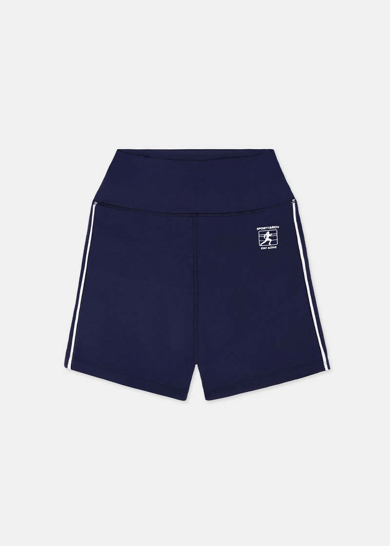 【SPORTY & RICH/スポーティアンドリッチ】 BIKER SHORT Serif Logo Biker Short - Navy/White – Sporty & Rich
