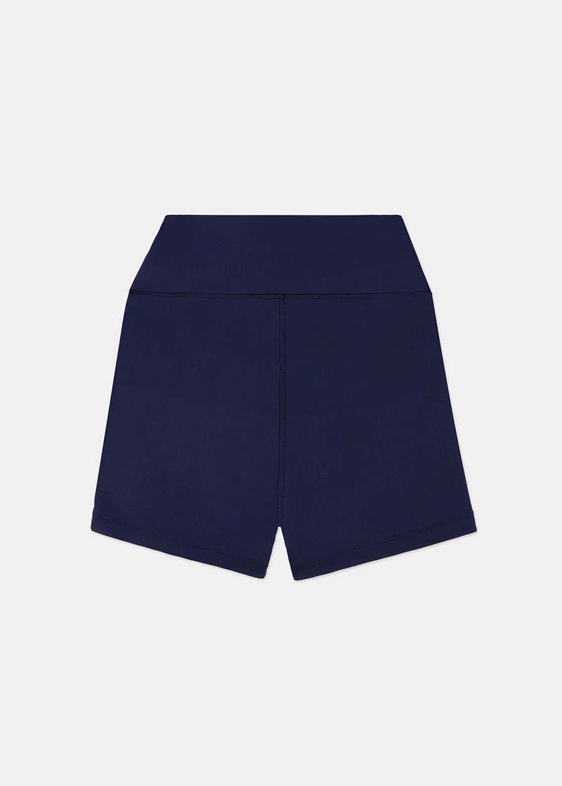 SPORTY + RICH Runner Box Biker Short - Navy/White | Garmentory