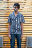 DUSHYANT. Hand Block Printed 'The Don' Camp Collar Shirt - Black Triangles Art Print - Thumbnail 2