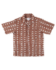 DUSHYANT. Hand Block Printed 'The Don' Camp Collar Shirt - Khaki Triangles Art Print - Thumbnail 1