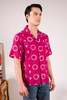 DUSHYANT. Hand Block Printed 'The Don' Camp Collar Shirt - Magenta Circles Art Print - Thumbnail 2