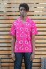DUSHYANT. Hand Block Printed 'The Don' Camp Collar Shirt - Magenta Circles Art Print - Thumbnail 3