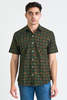 DUSHYANT. Hand Block Printed The Sufi Short Sleeve Shirt - Green and Red print - Thumbnail 2