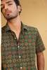 DUSHYANT. Hand Block Printed The Sufi Short Sleeve Shirt - Green and Red print - Thumbnail 4