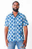 DUSHYANT. Hand Block Printed The Sufi Short Sleeve Shirt - Indigo/Blue Checks - Thumbnail 2