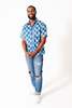 DUSHYANT. Hand Block Printed The Sufi Short Sleeve Shirt - Indigo/Blue Checks - Thumbnail 3