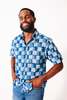 DUSHYANT. Hand Block Printed The Sufi Short Sleeve Shirt - Indigo/Blue Checks - Thumbnail 5