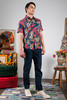 DUSHYANT. Hand Printed The Prat Short Sleeve Shirt - Royal Blue Floral Print - Thumbnail 5