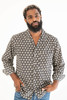 DUSHYANT. Hand Printed The RajCamp Collar Shirt - Black Octagon Motif - Thumbnail 2