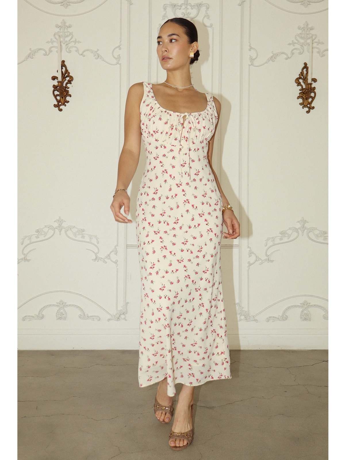 Bailey Rose Almeta Mini Floral Bias Cut Dress In Cream | Garmentory