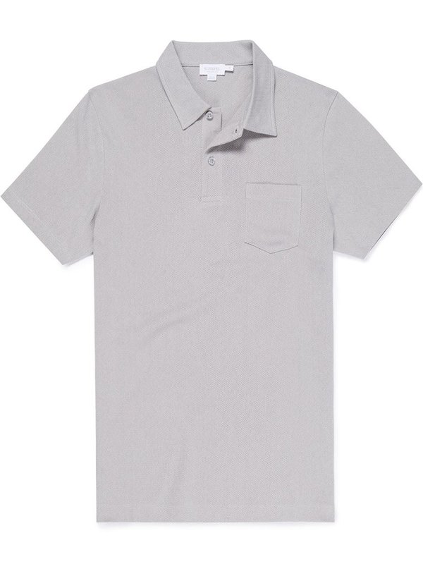 Sunspel Riveria Polo in Light Grey Sunspel Riveria Polo in Light Grey