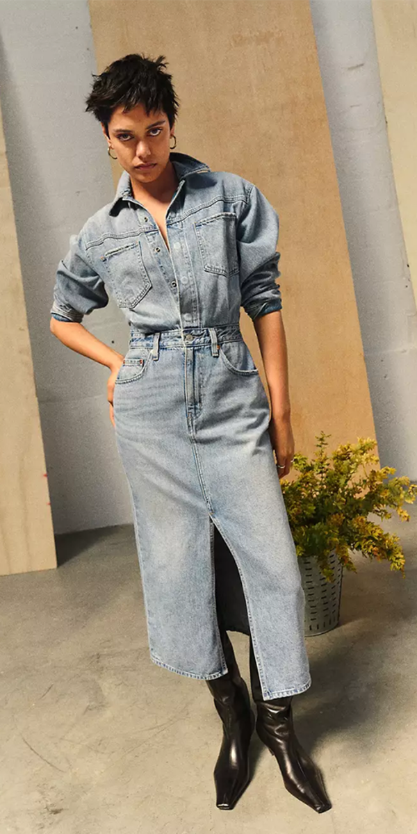 denim mirror dress Rhinestone Rodeo Mini - Dark Wash, Medium | Hazel and Olive nav-97 this dress is finished color:Lavender Bardot Mia Denim Dress