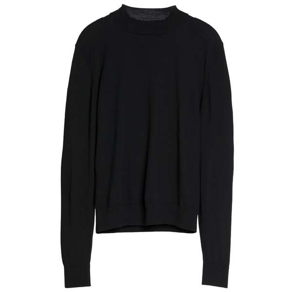 CELINE by Hedi Slimane Jersey Stitch Wool Mock Neck Pullover Sweater - Onyx