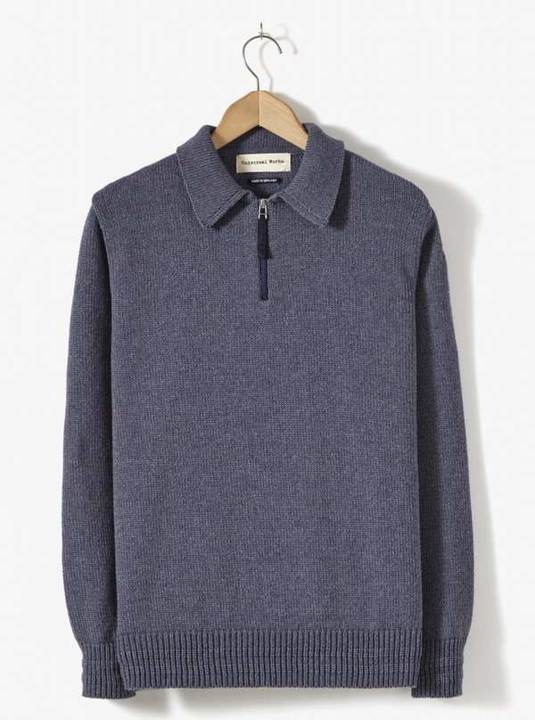 Universal Works Zip Knit Sweater - Navy Universal Works Zip Knit Sweater - Navy