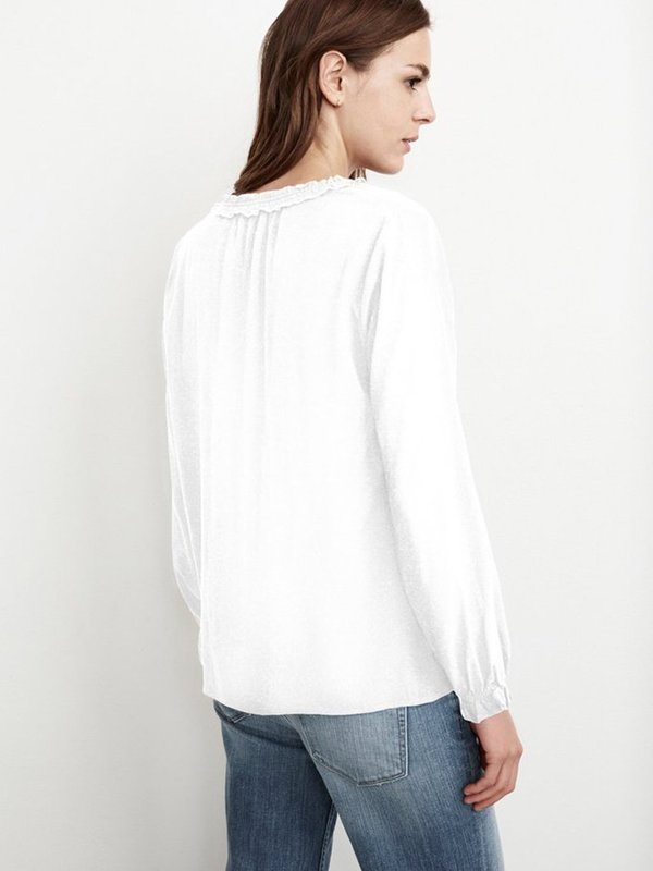 Velvet Samantha Shirt in White Velvet Samantha Shirt in White