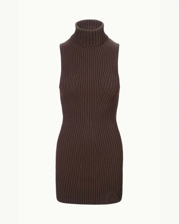 short brown party dress STAUD Marylebone Brown Tan Balloon Long Sleeve Knit Mini Bodycon Sweat –  Brie