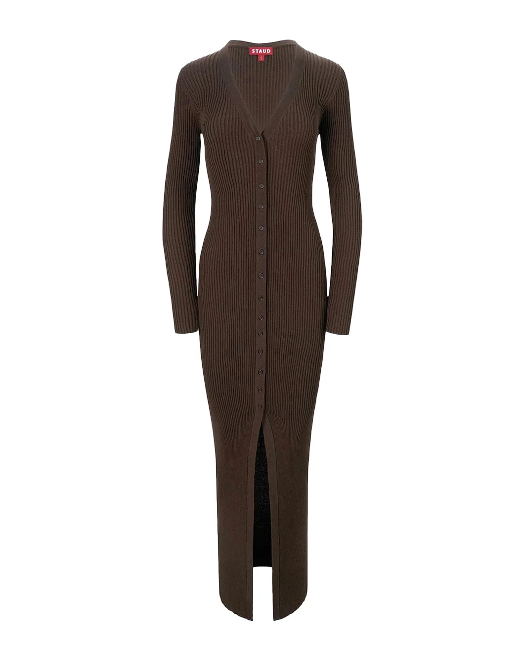 staud brown sweater dress Staud Camden Short Sleeve Maxi Sweater Dress In Brown