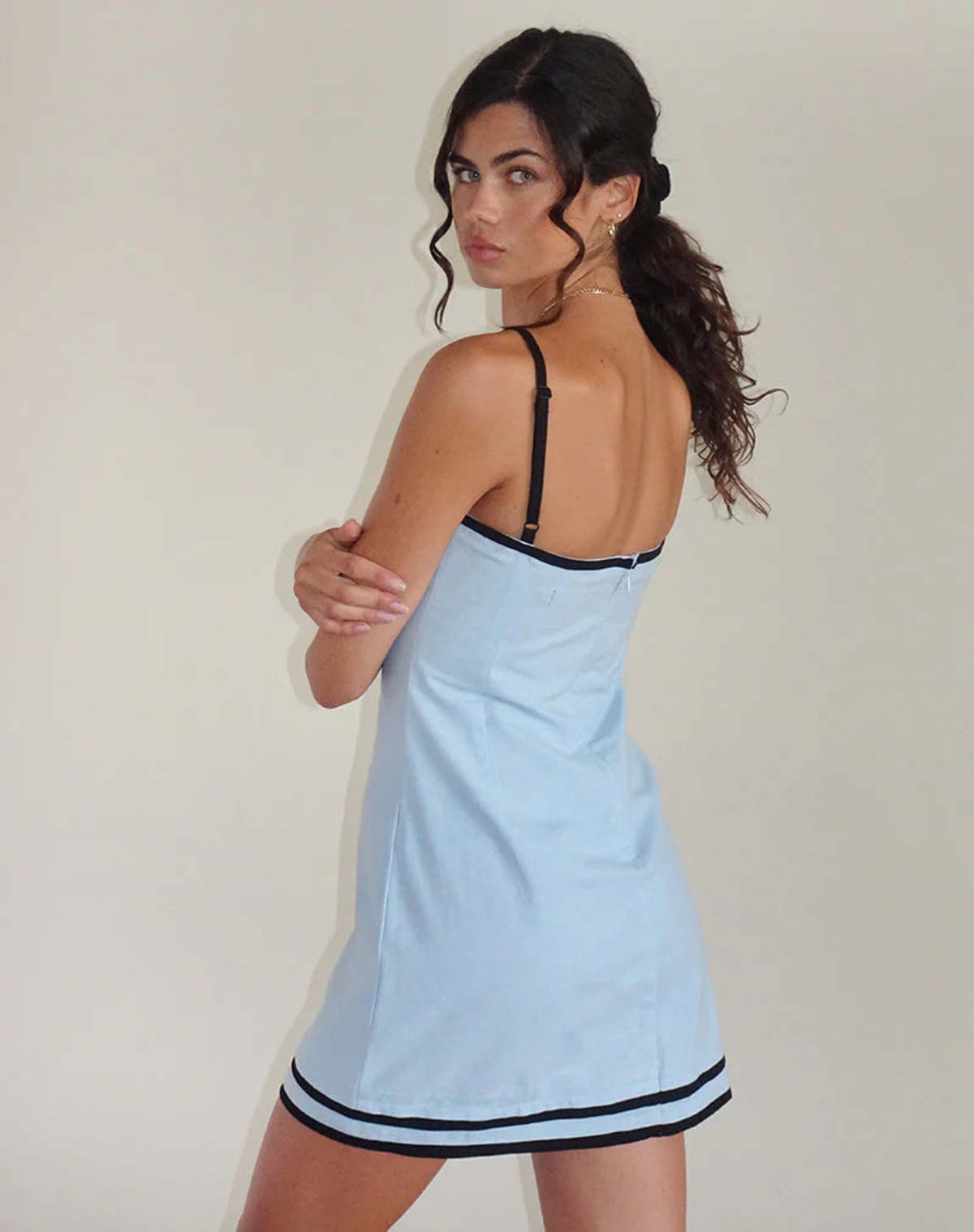 blue motel dress Perdita Mini Dress in Satin Midnight Blue main image 1