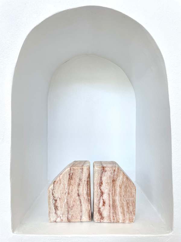 Vintage Ri-Ri-Ku ALABASTER BOOKENDS - SOLID PINK