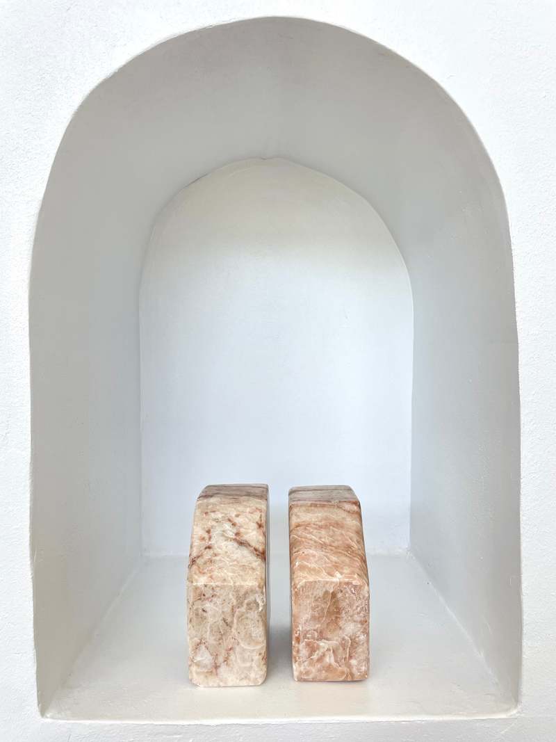 Vintage Ri-Ri-Ku ALABASTER BOOKENDS - SOLID PINK