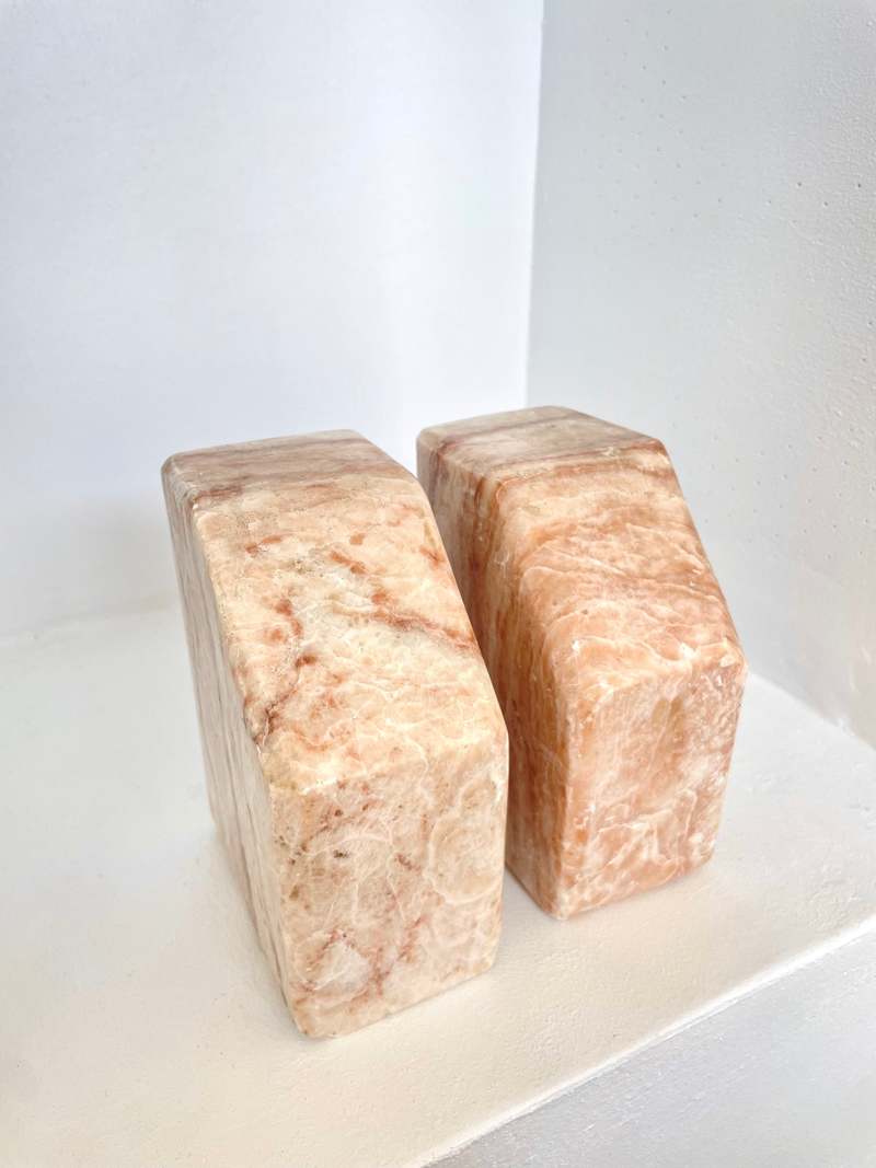 Vintage Ri-Ri-Ku ALABASTER BOOKENDS - SOLID PINK