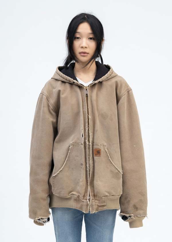 Back Beat Co. Vintage Carhartt Hooded Jacket - Beige | Garmentory