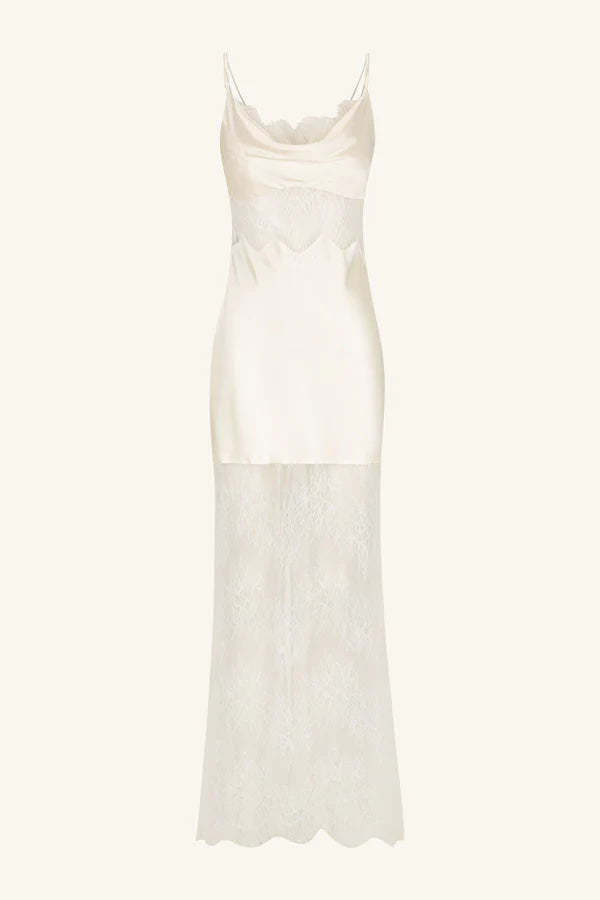 【Shona Joy】胸元レーススリムマキシドレスcumulus silk lace La Lune Cumulus Silk Lace Maxi Dress | Ivory | Dresses
