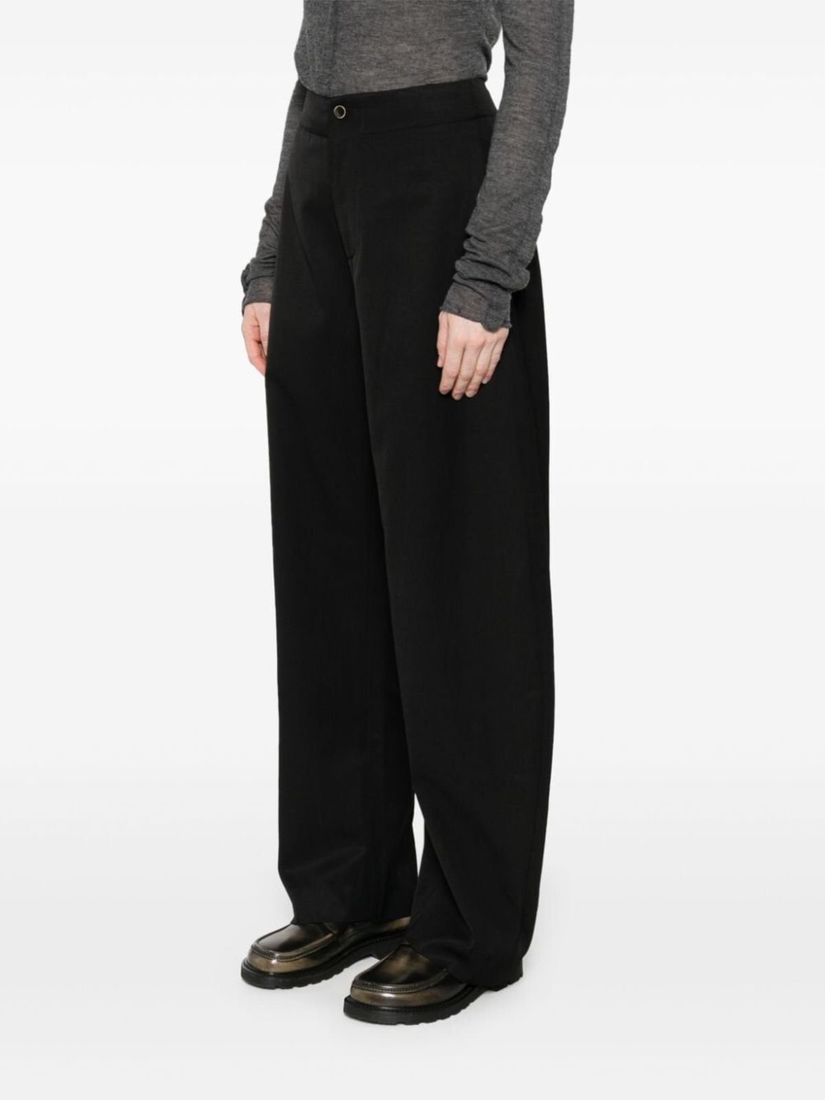 パンツ UMA WANG Women Straight Pants UW3022 UW900BLACK Black Uma-Wang-Black-Pollock-Pants-