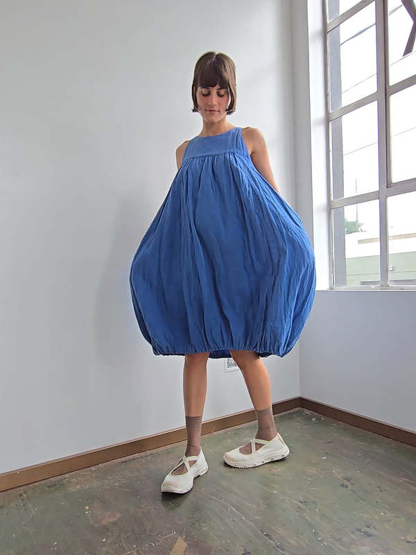 Vintage Linen Bubble Dress - Cornflower | Garmentory Vintage Linen Bubble Dress - Cornflower | Garmentory