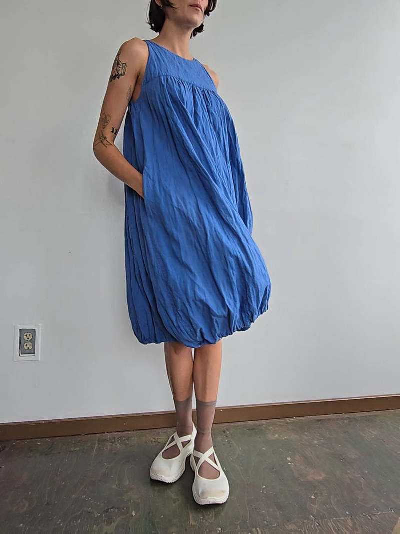 Vintage Linen Bubble Dress Cornflower