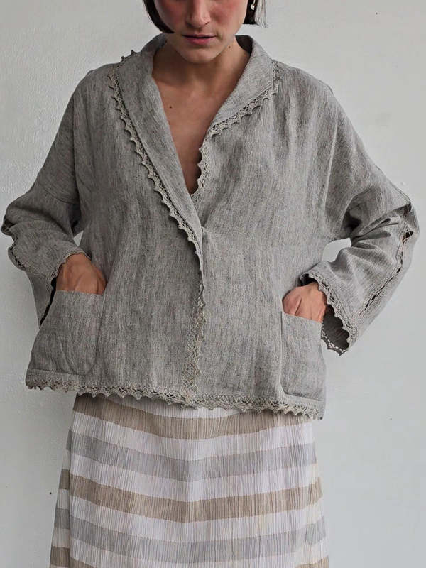 Vintage Haat Issey Miyake Woven Jacket - Pale Grey | Garmentory