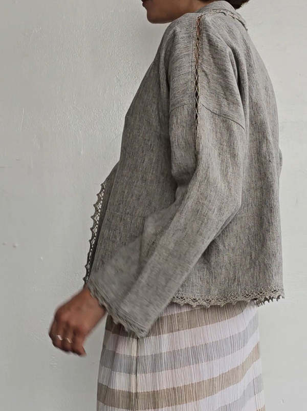 Vintage Haat Issey Miyake Woven Jacket - Pale Grey | Garmentory
