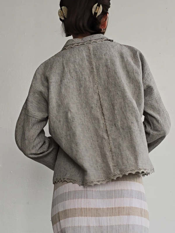 Vintage Haat Issey Miyake Woven Jacket - Pale Grey | Garmentory