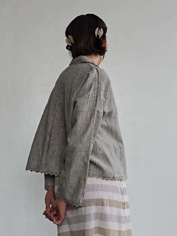 Vintage Haat Issey Miyake Woven Jacket - Pale Grey | Garmentory