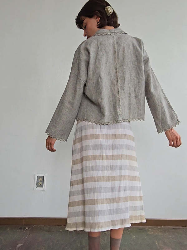 Vintage Haat Issey Miyake Woven Jacket - Pale Grey | Garmentory