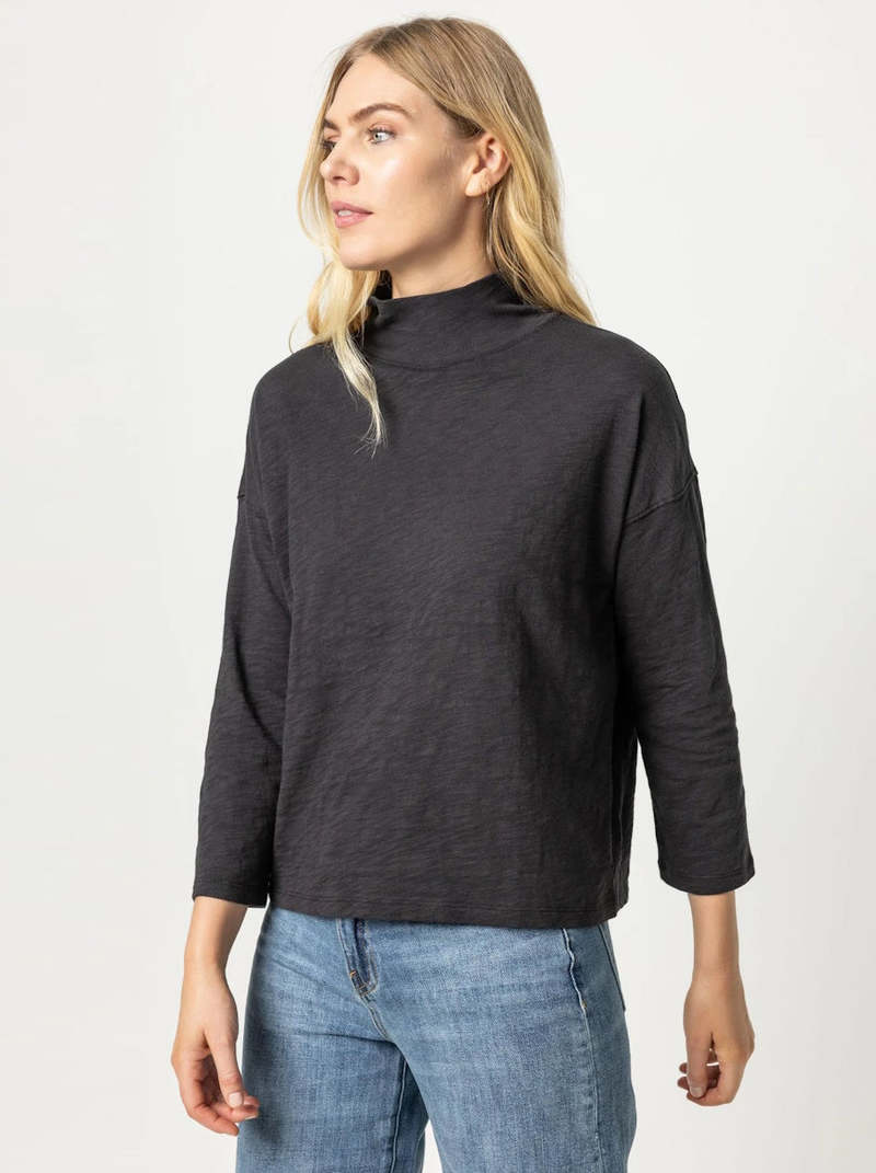 mock neck three quarter sleeve top