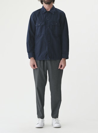 Sage de Cret Co/Li Back Satin Shirt Jacket - Navy | Garmentory