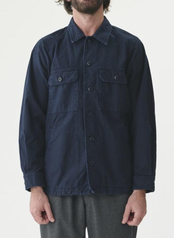 Sage de Cret Co/Li Back Satin Shirt Jacket - Navy | Garmentory
