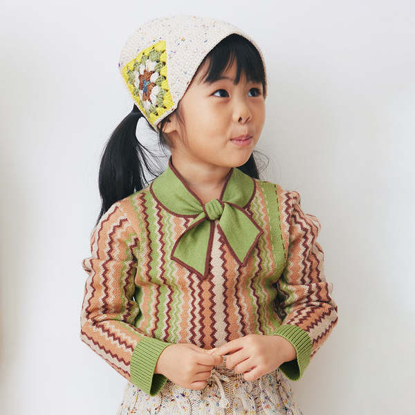Kids Misha & Puff Crochet Headwarmer - Iris Cream Confetti 